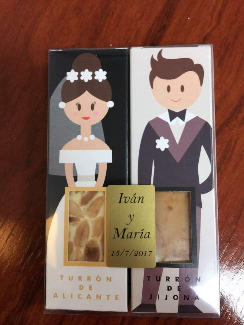 Caja de porciones para bodas Turrón de Jijona y Turrón de Alicante 2 uds-ChocolateSI-Cajas,Con Almendras,Sin Gluten,Sin Lactosa