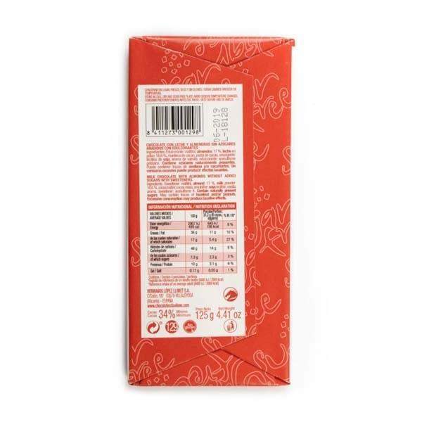 Chocolate con Leche y Almendras sin Azúcares Añadidos 100g - El Clavileño - chocolateSI.com