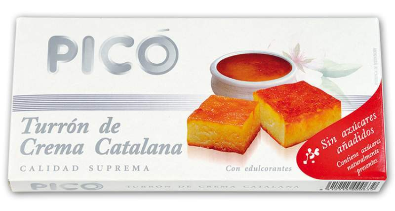 Turrón de Crema Catalana Pico Sin Azucares Añadidos 200grs-ChocolateSI-Con Almendras,Con Coco,Con Frutas,Crema,Sin Azúcar,turrones artesanos