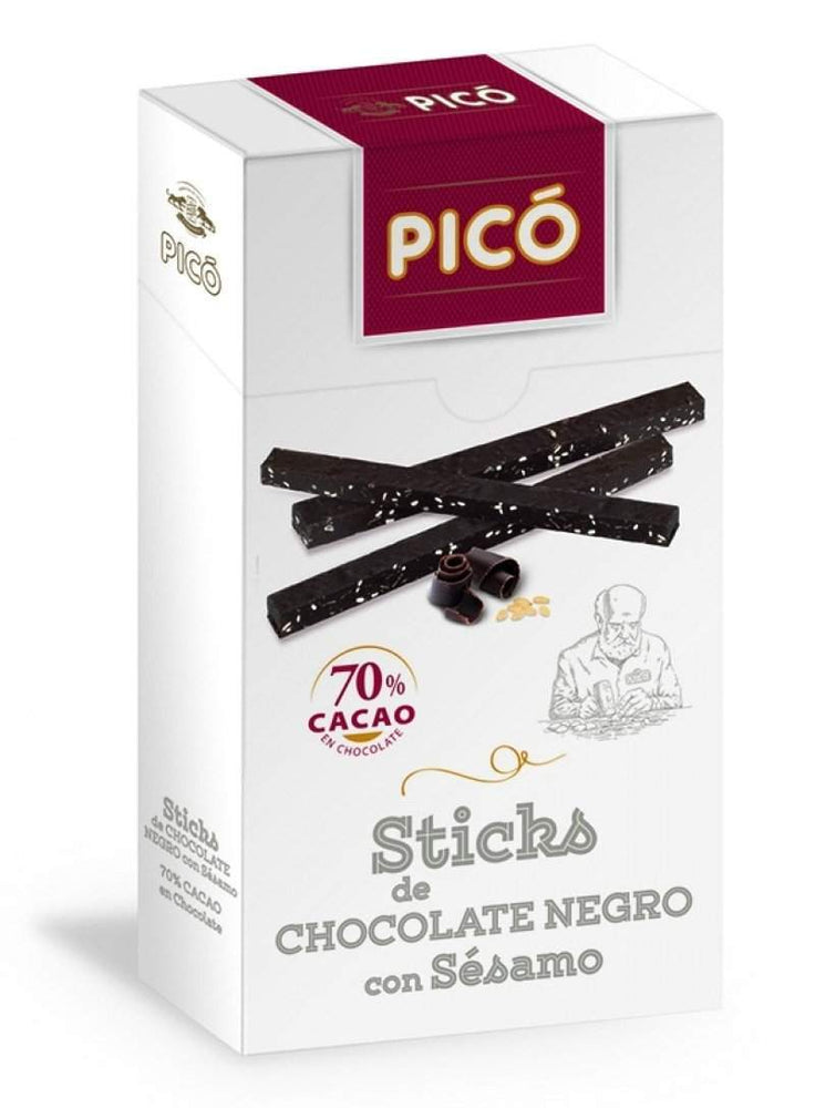 Sticks de chocolate negro con galleta y sésamo Picó - 100g-ChocolateSI-Barquillos,Chocolate Negro,pico