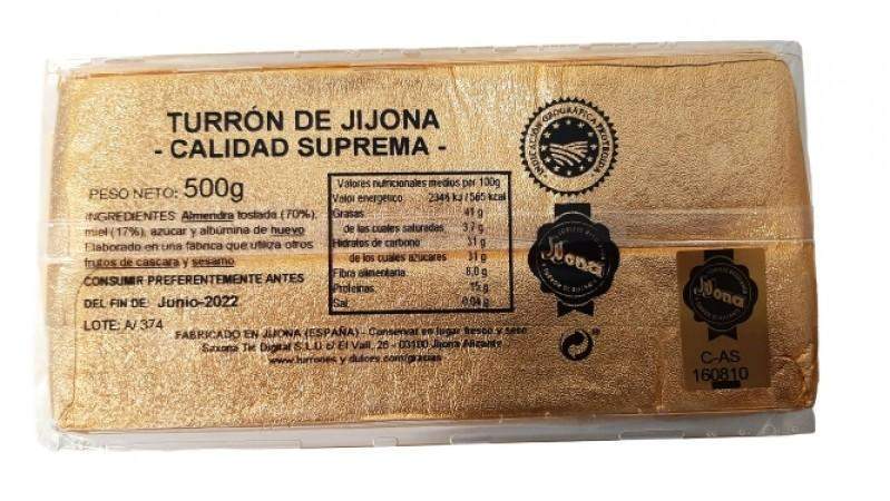 Turrón de Jijona Gourmet 70% almendra marcona - LingoTes - blando oro - chocolateSI.com