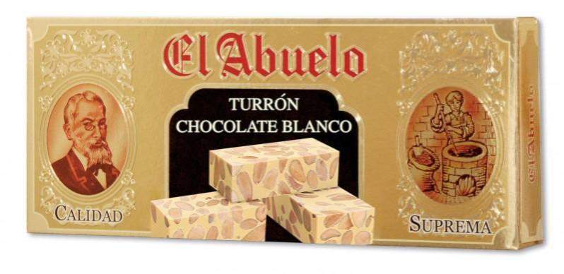 Chocolate Blanco c/almendra b/300 grs.-ChocolateSI-Chocolate Blanco,ChocolateSi,Con Almendras,Sin Gluten,tabletas,turrones artesanos