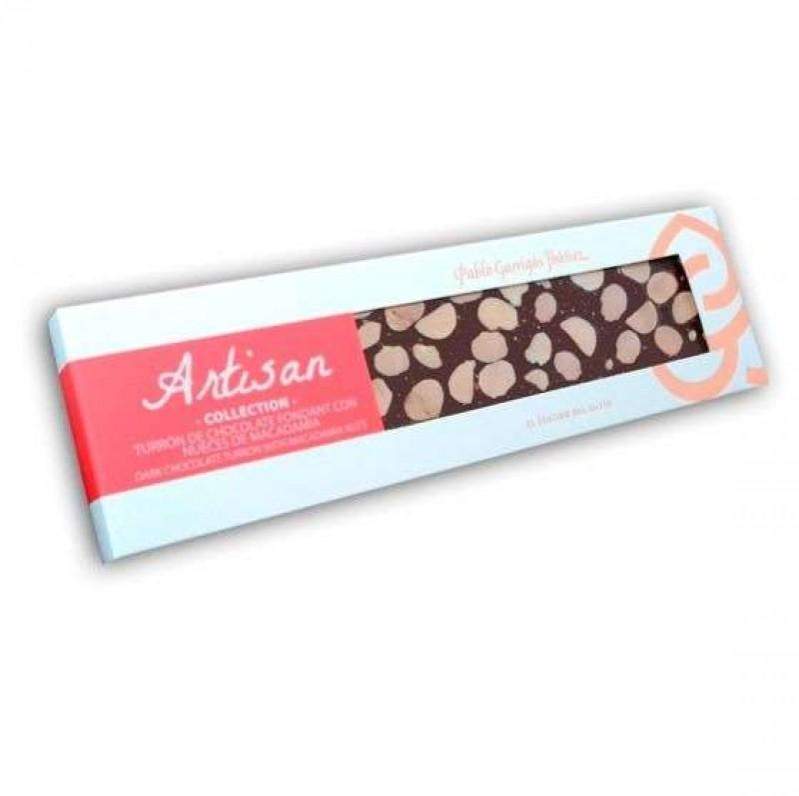 Turrón de Chocolate Fondant con Nueces de Macadamia Artisan Collection 220g-ChocolateSI-Con Leche,fondant,Nueces,pablo garrigos,Sin Gluten,tabletas,turron