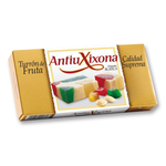 Caja de 12 unidades de turrón de Fruta Antiu Xixona 250gr Etiqueta Blanca-ChocolateSI-Cajas,Con Almendras,Con Frutas,Sin Gluten