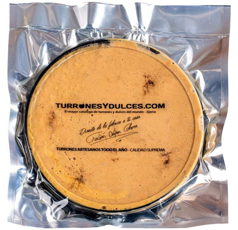 Cocas de Turrón Jijona 400 g, tortas blandas-ChocolateSI-Con Almendras,Lotes,Sin Gluten,Sin Lactosa,Suave,Tortas,turrones artesanos