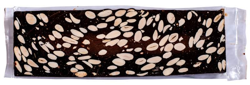 Turrón Chocolate Negro Puro con Almendras, 500 gramos-ChocolateSI-Chocolate Negro,Chocolate Puro,Con Almendras,Con Leche,Crujiente,Duro,Manteca de Cacao,Navidad,Pasta de Cacao,Sin Gluten,Suave,turrones artesanos