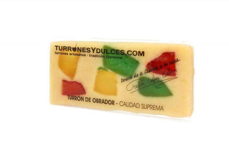 Turrón Fruta 300 grs.-ChocolateSI-Con Almendras,Con Frutas,Sin Gluten,turrones artesanos