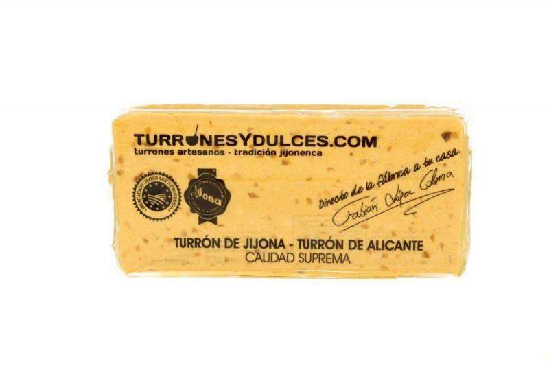 Turrón artesano Jijona 70% almendra marcona 300g - Tableta o barra blando de la marca Turrones Fabián-ChocolateSI-Blandos,Cajas,Con Almendras,Con Coco,Duro,Grandes,Mini Chocolates,Redondos,Sin Gluten,Sin Lactosa,Tortas,turrones artesanos,Vegano
