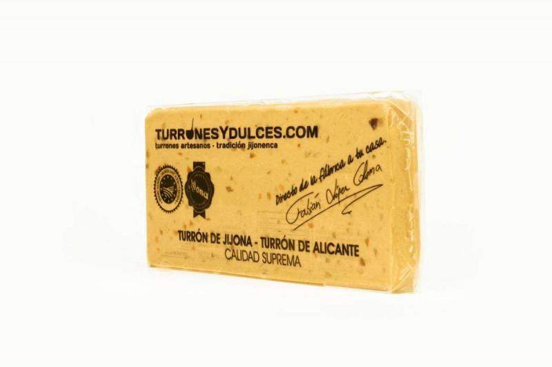 Turrón artesano Jijona 70% almendra marcona 300g - Tableta o barra blando de la marca Turrones Fabián-ChocolateSI-Blandos,Cajas,Con Almendras,Con Coco,Duro,Grandes,Mini Chocolates,Redondos,Sin Gluten,Sin Lactosa,Tortas,turrones artesanos,Vegano
