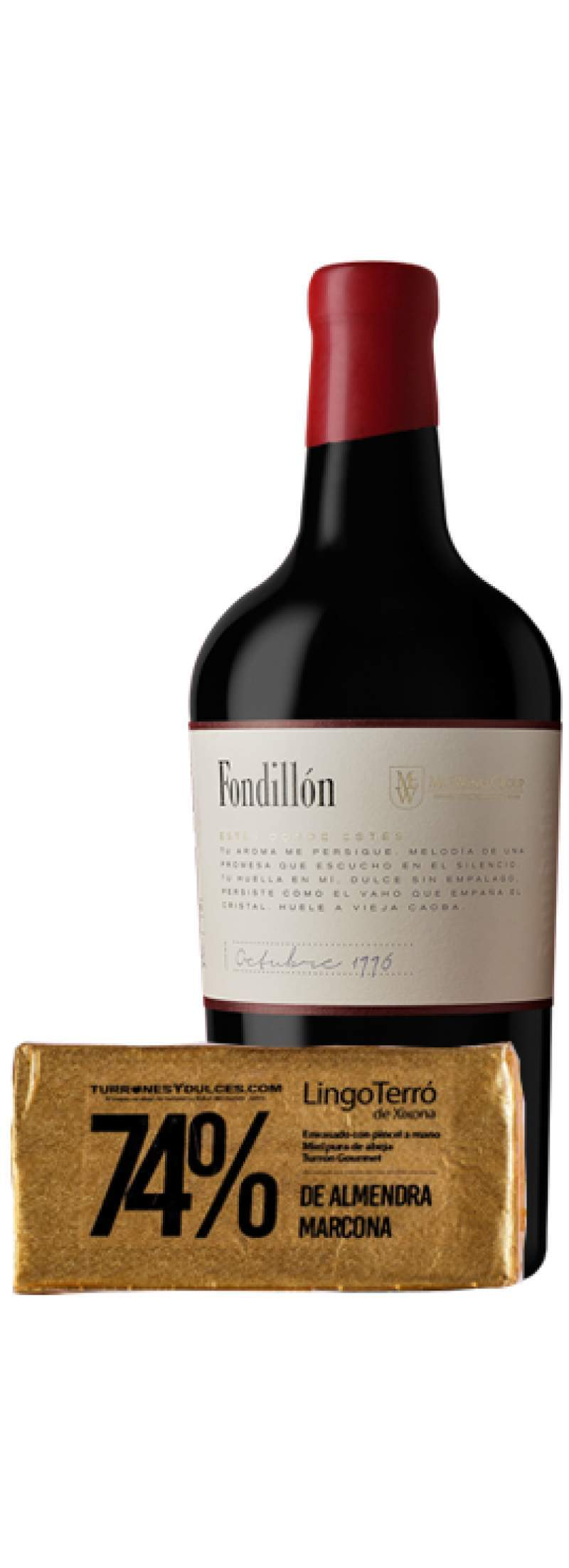 Pack Fondillón 1996 “Estés donde estés” y turrón de Jijona-ChocolateSI-Blandos,Con Almendras,Con Frutas,Gourmet,Lotes,Navidad
